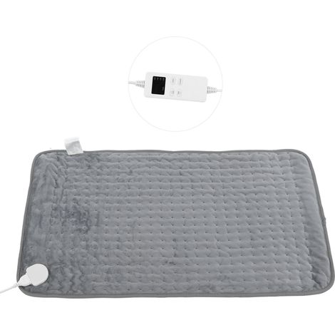 Couverture chauffante électrique pour l'hiver, 6 niveaux de chaleur, soulage les crampes musculaires, les douleurs au dos, à la nuque et aux épaules, prise européenne 220 V, grise (1/5)