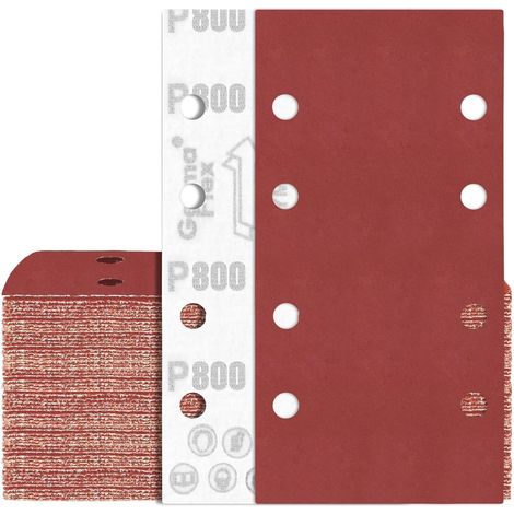 80x Schleifpapier 93x185mm P800 Klett 8-Loch für Schwingschleifer (1/5)