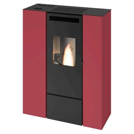 Poêle à granulés étanche slim canalisable - PUNTO FUOCO Olivia Can Up 9.9 kW  Rouge