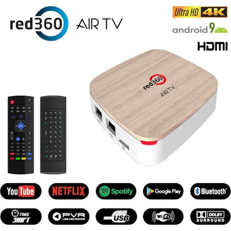 ANDROID SMART BOX OTT PLAYER RED 360 4K AIRTV + CLAVIER / TELECOMMANDE SANS FIL (1/4)