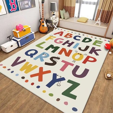 Tapis pour chambre d'enfant, tapis de jeu amusant sur le thème du parking, tapis sur le thème de la vie urbaine ferroviaire, tapis pour enfants lavable et antidérapant - 80x160CM (velours cristal)