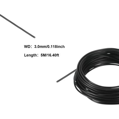 Fil d'aluminium noir (3 mm) 5 m/rouleau, forme bonsaï, disponible en six tailles pour le jardin et la création de formes pour plantes. (1/4)