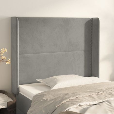 vidaXL Testiera ad Orecchio Grigio Chiaro 103x16x118/128 cm in Velluto (1/5)