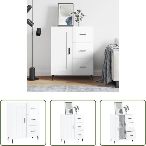 Hochglanz-Weiß - Sideboard Hochglanz-Weiß 69,5x34x90 cm Holzwerkstoff (1/5)