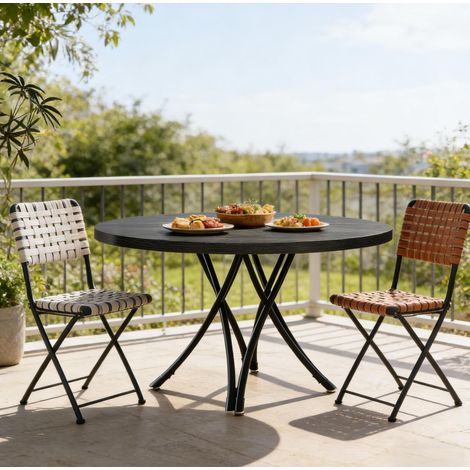 MEUBLIV Tavolo da pranzo rotondo 120 cm nero – design compatto 4-6 persone (1/5)