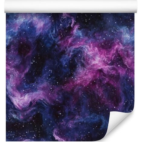 Papel pintado de galaxia en acuarela azul marino, violeta, índigo y azul 50x1000 cm (1/5)