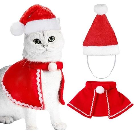 Christmas Costume - 2-Piece Set - Adjustable Red Cotton Hat and Cape (1/4)