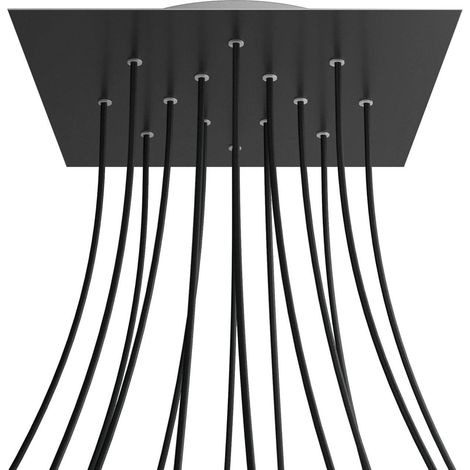 creative cables Rosone XXL Rose-One Quadrato, 400 mm con 14 Fori e 4 Fori Laterali - Dibond Nero Opaco, Bianco (1/4)
