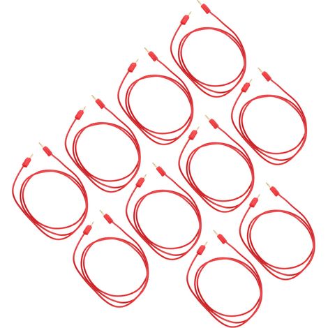 10 cordons de test prise banane 2mm rouges, fil électrique multifilaire en laiton et PVC pour multimètre, lot de 10 (1/5)