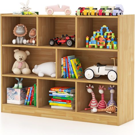 8 Cube Bookcase 3-Tier Bookshelf Display Shelf Storage Organizer-Yellow (1/5)
