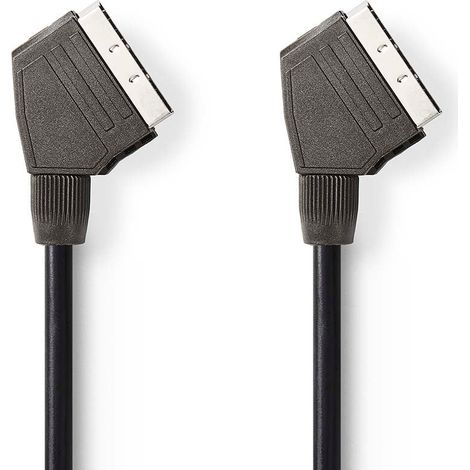 Scart cable scart male scart male nickel plated 480p 150 m round pvc black label