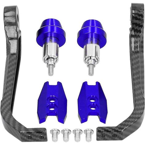 Protection de guidon de moto universelle en alliage d'aluminium style fibre de carbone, 22 mm / 0,87", bleue (1/5)