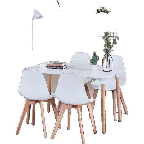 Ensemble de table à manger, chaises ergonomiques, design moderne, Ensembles de table blancs (1/2)