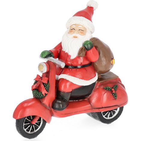 Decorazione "Jaime" Babbo Natale con Moto in poliresina