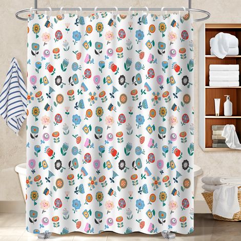 Rideau de bain imprimé polyester 180x180 léger rideau imperméable pour famille nombreuse (1/5)