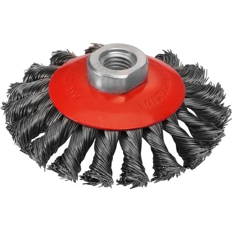 Konische Bürste M14, verdrillter Draht, 120 mm, zur Lack- und Rostentfernung, Vorstahl (1/5)