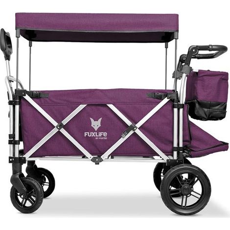 FUXLIFE by FUXTEC FX-CTL950 Morado Carro de Mano Plegable con espacio de carga ampliado, bolsa térmica y toldo parasol Ideal para jardín, camping y actividades al aire libre (1/5)