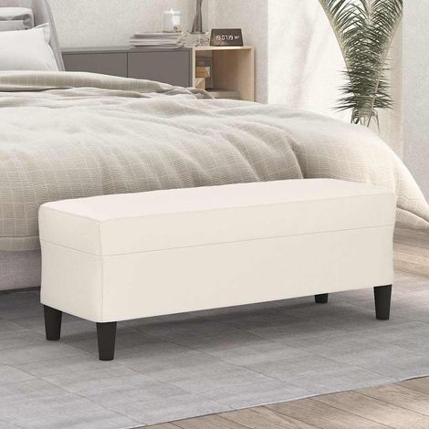 vidaXL Banco de cuero sintético color crema 100x35x41 cm (1/5)