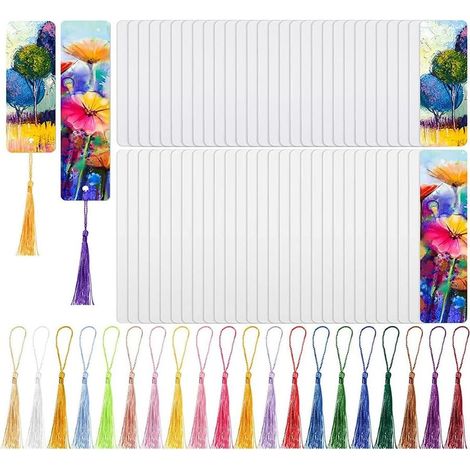 35 segnalibri per sublimazione a trasferimento termico, segnalibri fai-da-te vuoti con foro e 35 nappe colorate (1/5)
