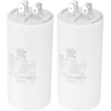 Condensateur CBB60 - 40 µF - 450 V AC - 50/60 Hz - 4 Broches - Configuration Étoile - Pour Climatiseur Pompe À Eau Ventilateur - 95 x 45 mm (1/5)