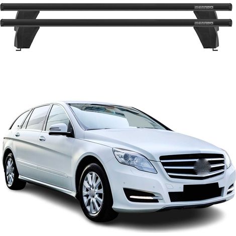OMAC Barres de toit transversales en aluminium pour Mercedes Classe R W251 2006-2013 – Antivol – Rainure en T – Testées City Crash – Charge Max 75 kg Noir (1/4)