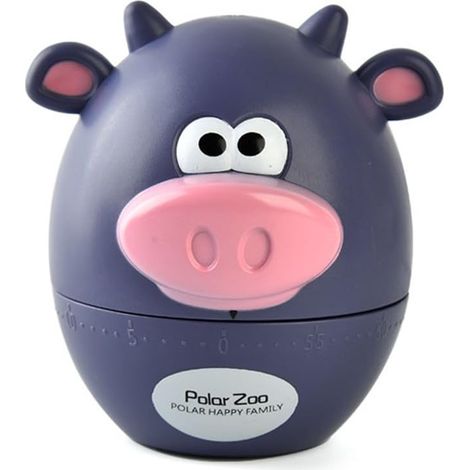 Minuteur de cuisine mécanique mignon en forme de vache et d'ours pour enfants, minuteur manuel de 60 minutes avec alarme sonore, sans piles, idéal pour la cuisine, la pâtisserie et les études. (1/5)