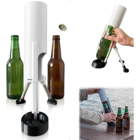 Ouvre-bouteille mortier avec lance-capsules - Ouvre-bouteille mortier pour bouteilles de bière - Ouvre-bouteille de 51 mm - Gadget militaire original - Blanc - 51 mm (1/5)