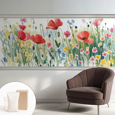 Tapete Vliestapete mit Kleber für Wohnzimmer Schlafzimmer Küche - Wanddekoration Sommerwiese 250x104 cm (1/5)
