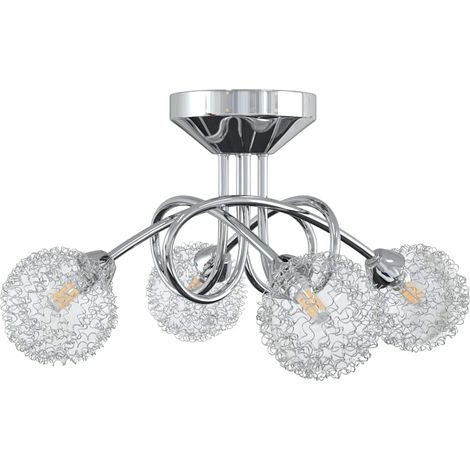 Ceiling Lamp with Mesh Wire Shades for 4 G9 LED Lights vidaXL