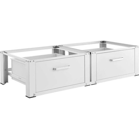 Vivol – Socle lave-linge/sèche-linge avec 2 tiroirs extensibles 38 cm – Capacité de charge 150 kg – Tôle d'acier laminée – Dimensions 127.5 x 54 x 31 cm