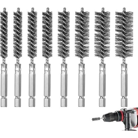 8 cepillos de alambre para taladros, cepillos de alambre para taladros, cepillos para taladros, cepillos de limpieza, cepillos para tuberías de calderas, cepillos para tuberías de sistemas de calefacc (1/5)