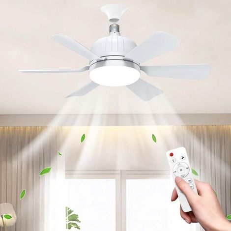 E27 Deckenventilator mit Licht und Fernbedienung, dimmbarer LED-Deckenventilator, 46 cm Lampendurchmesser, 3 Geschwindigkeitsstufen, 3 Farben, Deckenventilator [Energieklasse (1/4)
