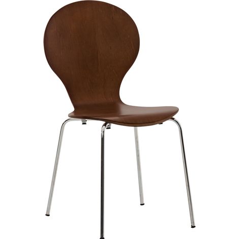 Chaise visiteur empilable en bois marron et métal chromé style moderne 100008289 (1/5)