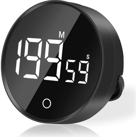 Temporizador de cocina digital, temporizador visual magnético con 2 niveles de volumen ajustables, temporizador de cuenta regresiva con pantalla LED grande para clases de cocina y fitness (negro).