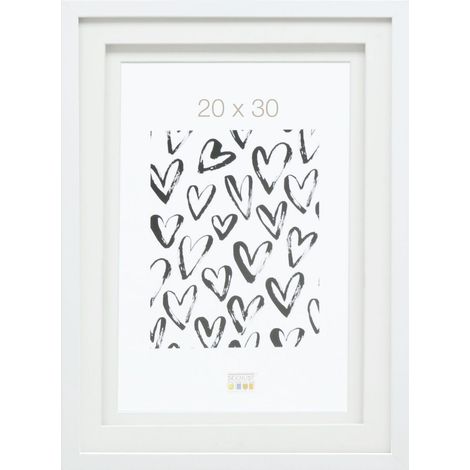 Cadre photo avec double passe-partout - Blanc - Pour photo de 20 x 30 cm - En bois MDF - Pour accrocher ou poser - S65KK1 P1 20x30cm (1/5)