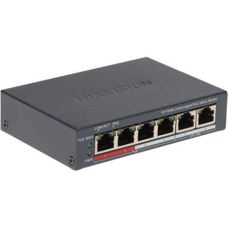 SWITCH POE DS-3E0106P-E/M(B) 4-PORTOWY Hikvision