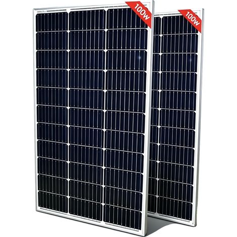 Panneau Solaire, Construction Durable, Haute Efficacité, 2pcs 100w panneau (1/2)