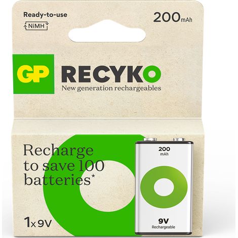 GP - ReCyko Rechargeable 9V-battery, 200 mAh (1-pack)