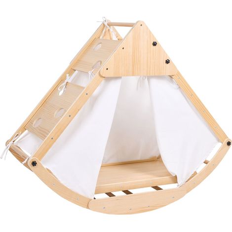 Ensemble d'Escalade pour Enfants avec Arche et Rampe en Bois 4 en 1 Structure Montessori Marron Clair Calala (1/5)