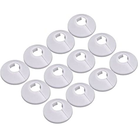12 Pcs Cache Tuyau, Cache Tuyau Plomberie Collier Radiateur, Manchon Radiateur Pour Tuyau Rosace Ronde Blanche Diamètre De 15 Mm (Blanc) (1/4)