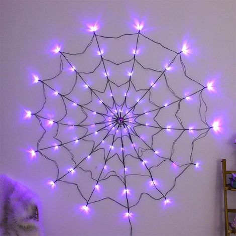 Décoration lumineuse LED toile d'araignée pour Halloween, pour jardin ou cour extérieur, pièce unique à fixer pour ambiance festive (1/5)
