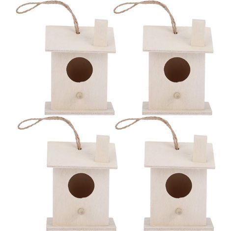 4 pièces innovant platane Bois Suspendu Maison d'oiseau Forme Unique nids d'oiseau Ornement pour la décoration de Jardin (1/5)