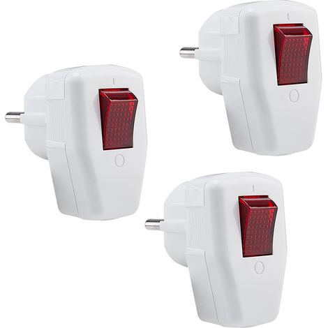 3 prises avec interrupteur blanc, fiche electrique (1/5)
