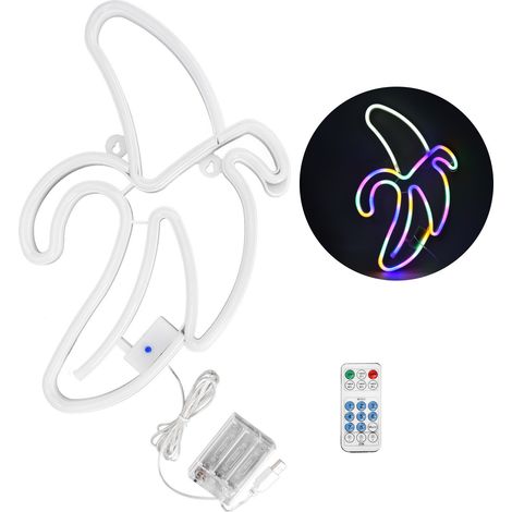 Lumière Néon LED Multicolore Banane Décoration Murale Restaurant Famille Fête Tête Blanche, Peau Colorée (1/5)