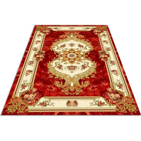 Tapis De Salle De Bain - Rectangulaire - Dos En Latex Antidérapant - Motif Feuilles De Damas Vert Or - 60 X 90 Cm - 1 Pièce (1/5)