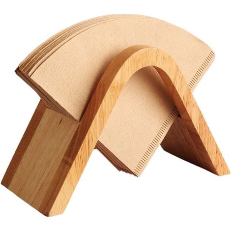 Soporte de madera para filtros de café, Accesorio duradero para servir café, Apto para filtros cónicos y de torta, Oficina, Cafetería, Hotel (1/5)