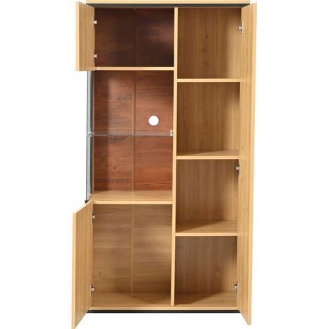 Vitrine moderne avec LED 150 cm, porte vitrée et étagères réglables (1/5)