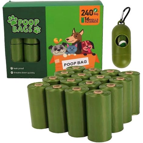 Packung mit 17 Hundekotbeuteln inklusive Rollenhalter – wasserdichte und umweltfreundliche Beutel für Spaziergänge, Reisen und Outdoor-Aktivitäten (1/5)