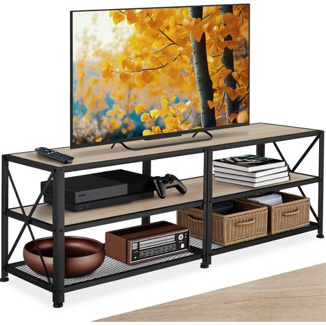 Meuble tv style industriel en panneau aggloméré bois clair (1/5)