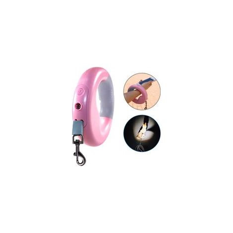 Laisse rétractable automatique pour animaux de compagnie LX avec lumière LED - Rose Sakura (1/5)